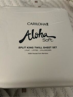 Cariloha Aloha Soft Split King Twill Sheet Set - White